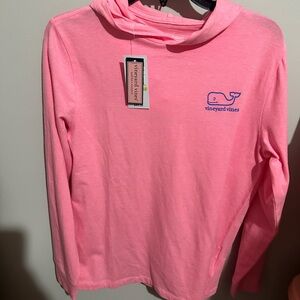 Youth Vineyard Vines Long Sleeve Shirt with hood 12/14 Medium